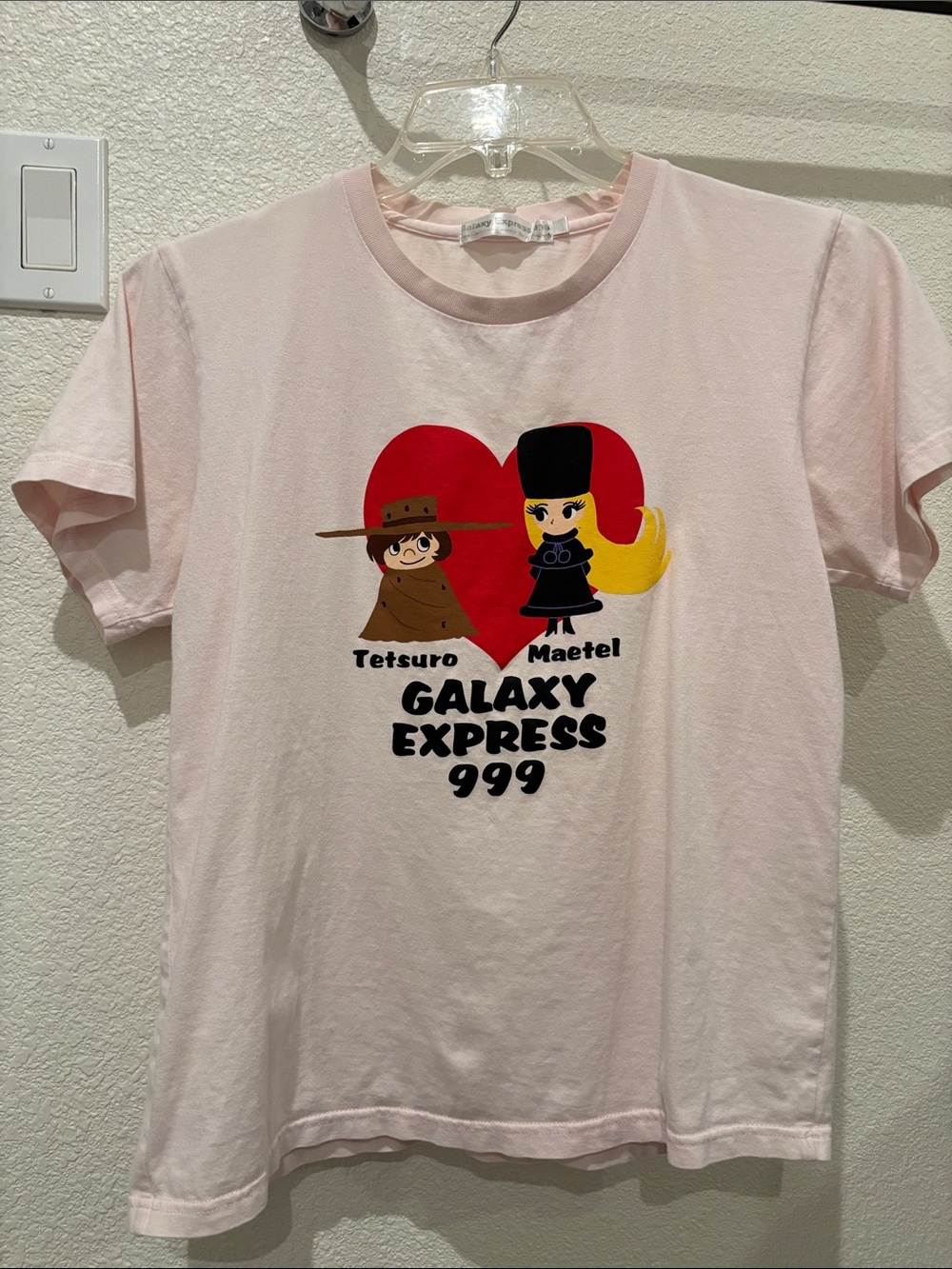 Galaxy Express 999 Tetsuro & Maetel Short Sleeve Tee - Light Pink